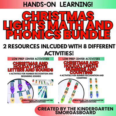 Christmas Lights Phonics And Math Bundle