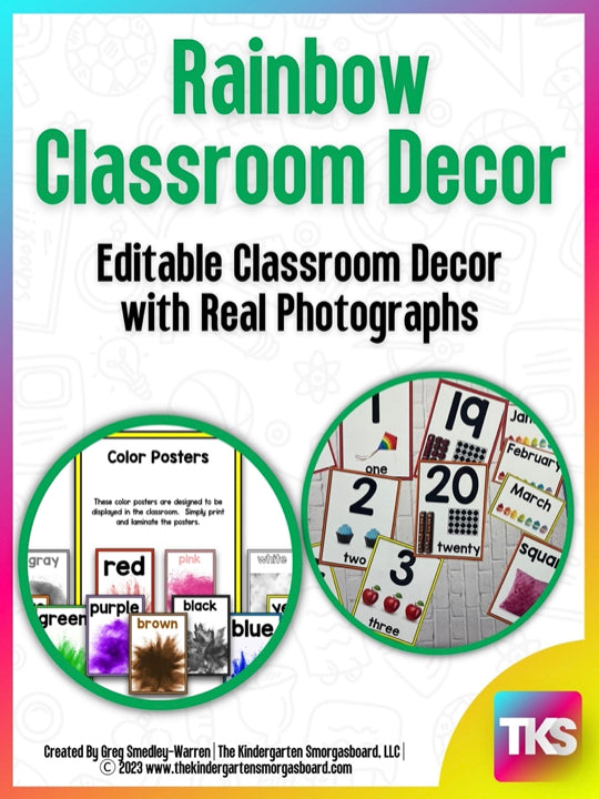 Rainbows Classroom Set Decor: Alphabet, Numbers & More