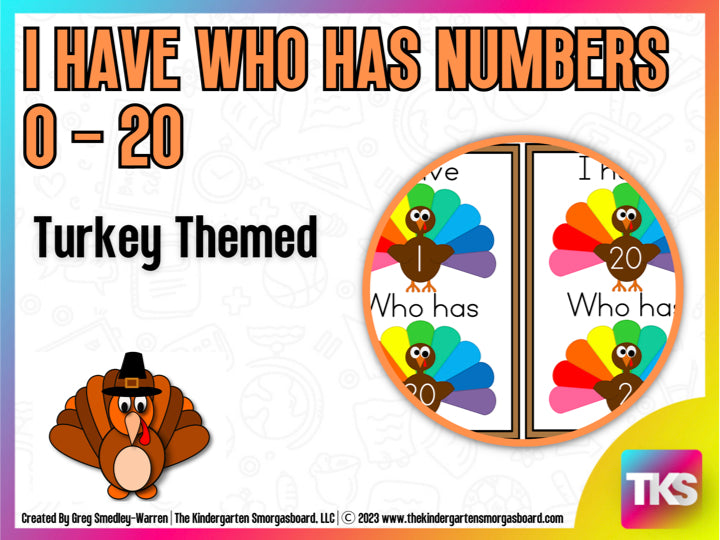 Turkey I Have, Who Has? Numbers 0 - 20 FREEBIE!