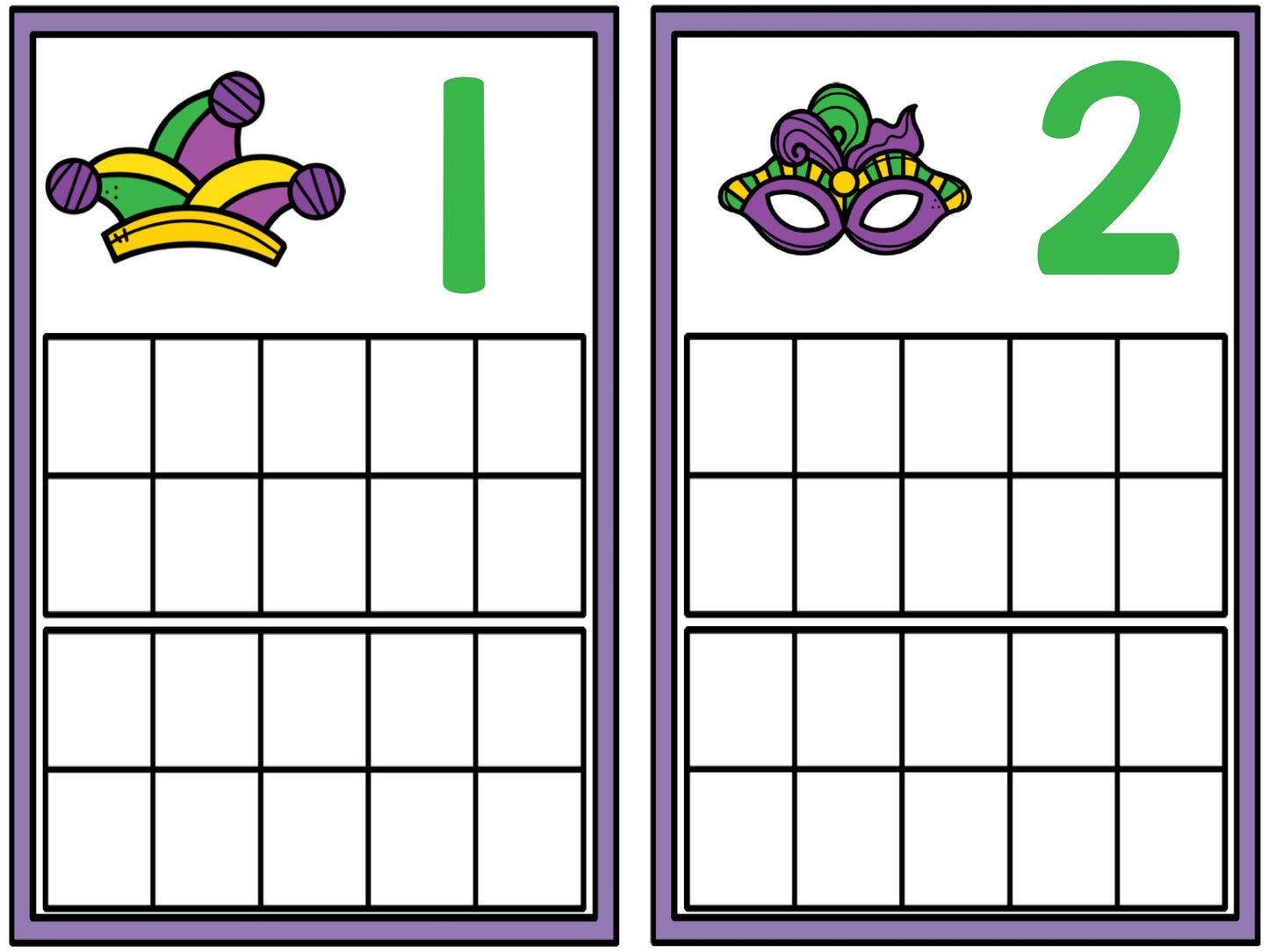 Mardi Gras Ten Frames Freebie