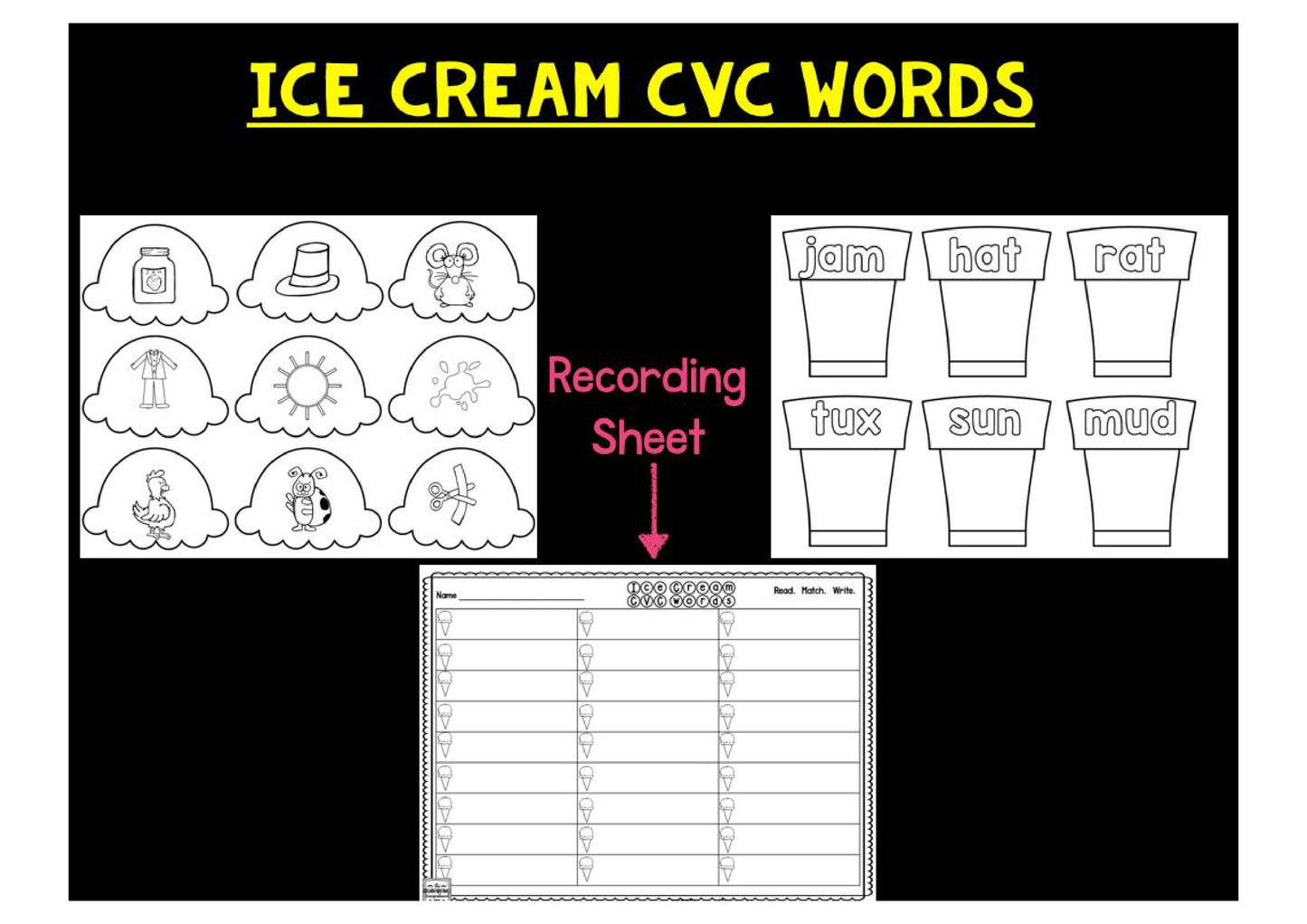 Summer Blackline Math and Literacy Centers