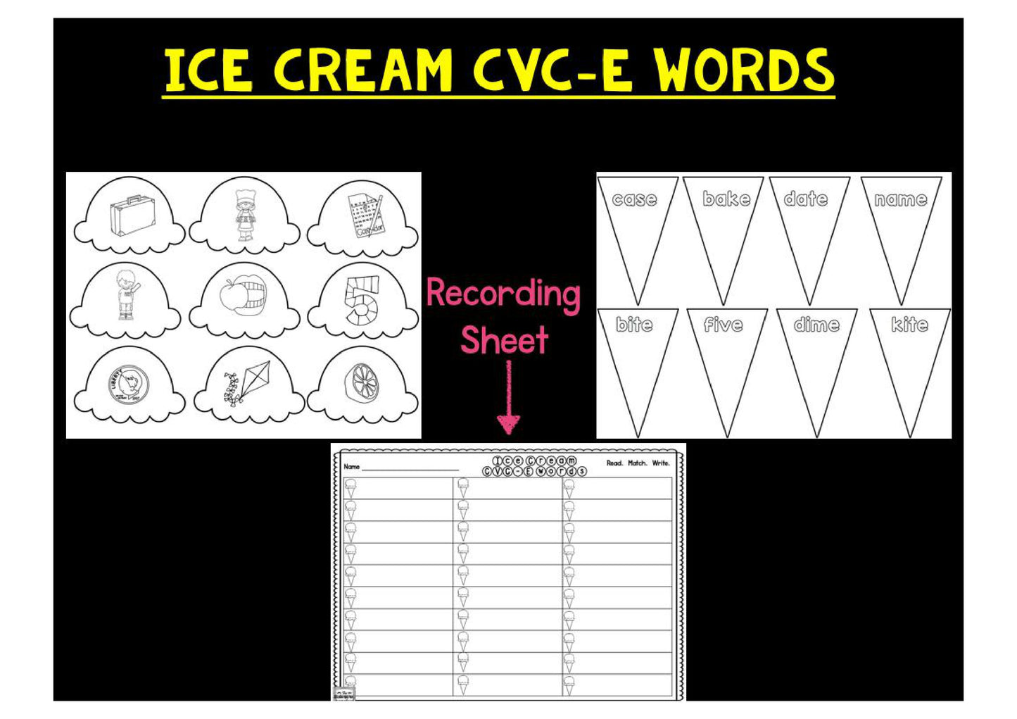 Summer Blackline Math and Literacy Centers