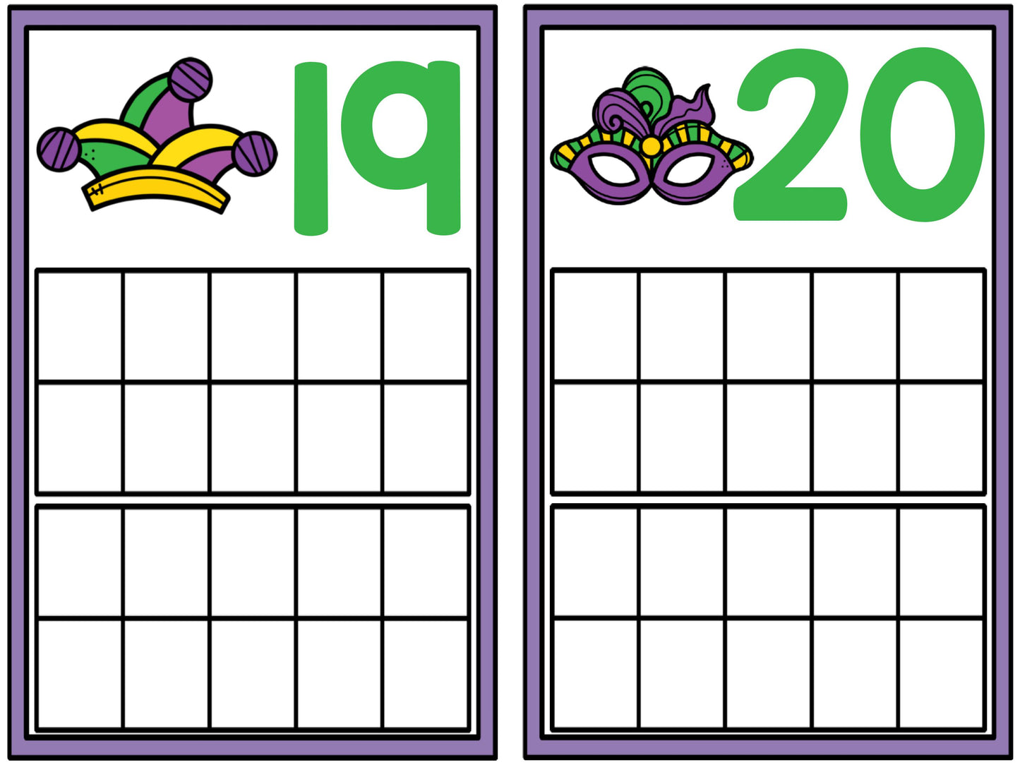 Mardi Gras Ten Frames Freebie