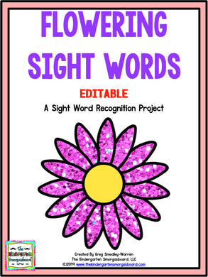 Flowering Sight Words Editable Project