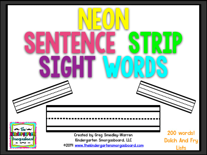 Neon Sentence Strip Sight Words