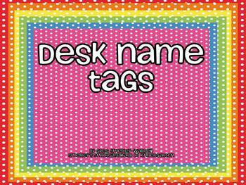 Bright Polka Dot Desk Name Tags FREEBIE!