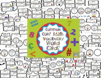 Kindergarten Math Vocabulary Cards