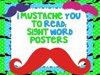 I Mustache You to Read Sight Words! Editable Poster Set
