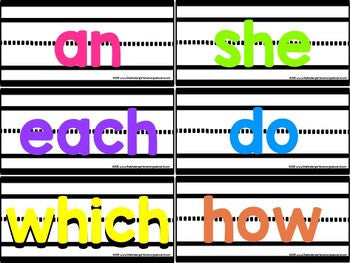 Neon Sentence Strip Sight Words