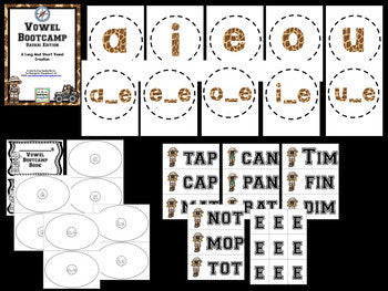 Vowel Bootcamp: Short and Long Vowels (Safari Theme)