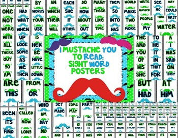 I Mustache You to Read Sight Words! Editable Poster Set