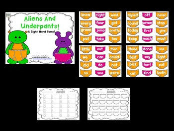 Aliens and Underpants: An Editable Sight Word Game