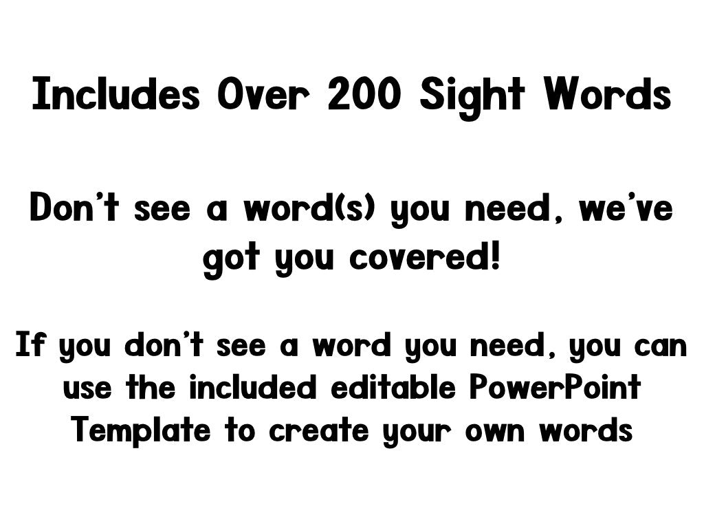 Lighting Up Sight Words Editable