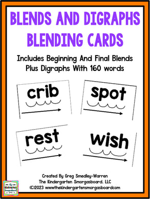 Blends and Digraphs Blending Cards
