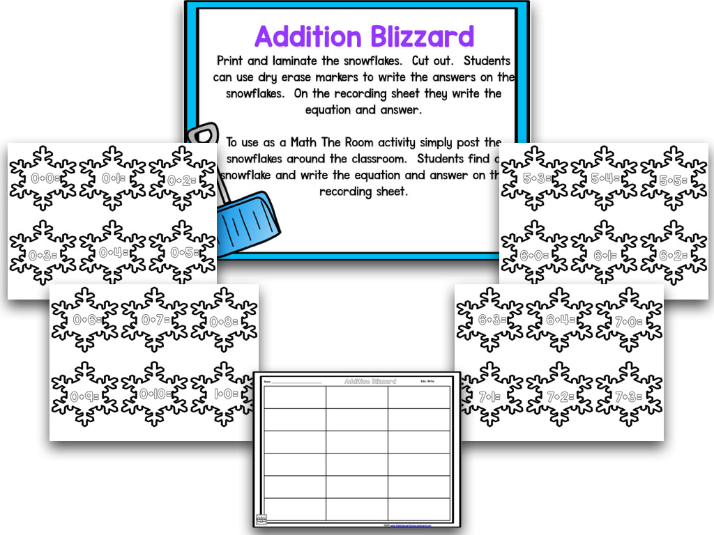 Blizzard! Blackline Snow-Themed Math and Literacy Centers