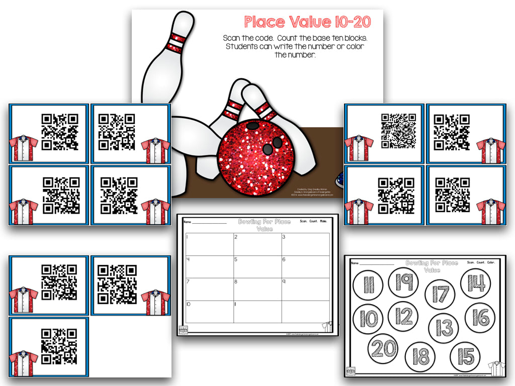 Strike! Bowling Math and Literacy QR Code Centers