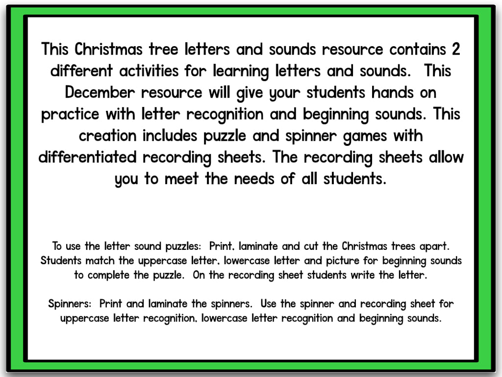 Christmas Tree Letters & Sounds