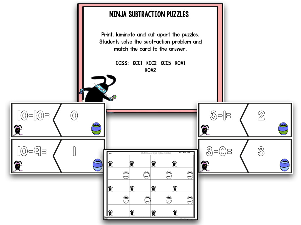 HIGH-YA! Ninja Bunny Easter Math and Literacy Centers