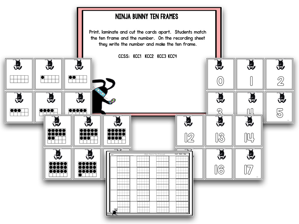 HIGH-YA! Ninja Bunny Easter Math and Literacy Centers