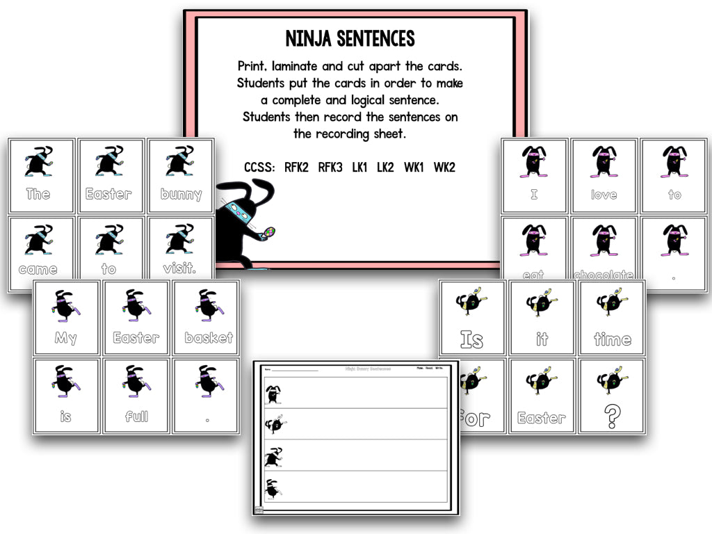 HIGH-YA! Ninja Bunny Easter Math and Literacy Centers