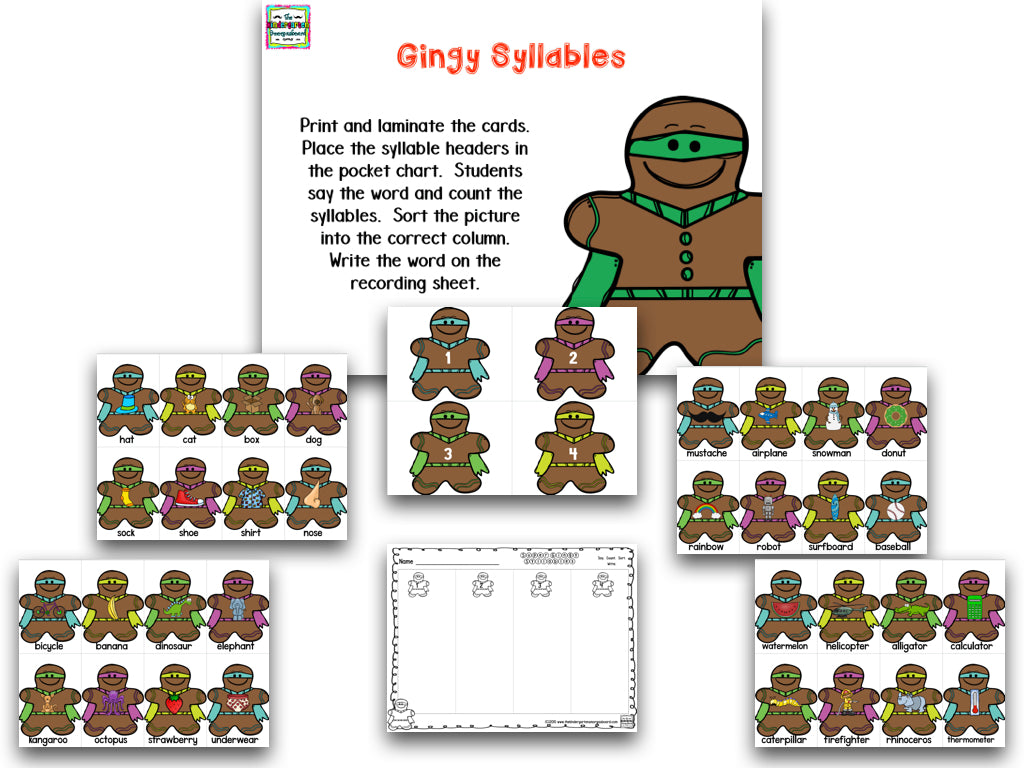 Gingerbread Superheroes Math and Literacy Centers!