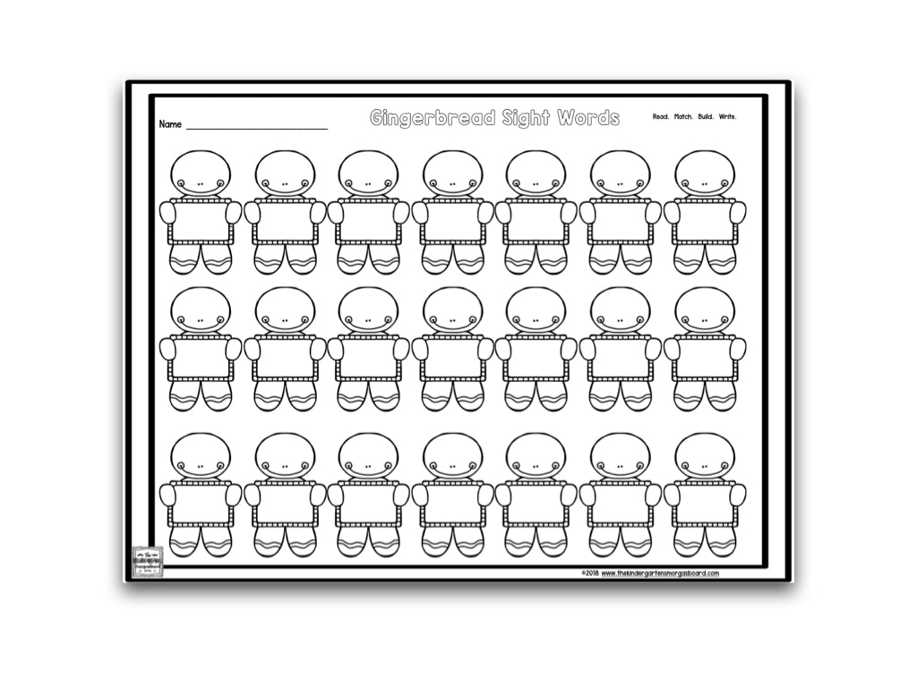 Gingerbread Editable Sight Words