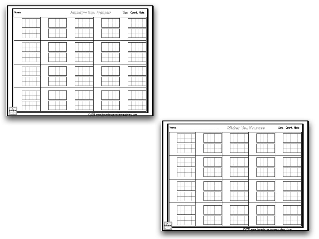January Ten Frame Cards