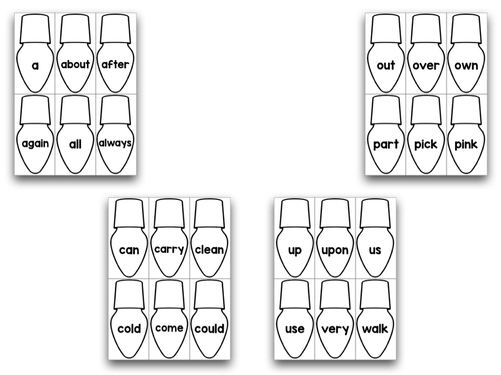 Lighting Up Christmas- Editable Phonics & Sight Word Project for Kindergarten