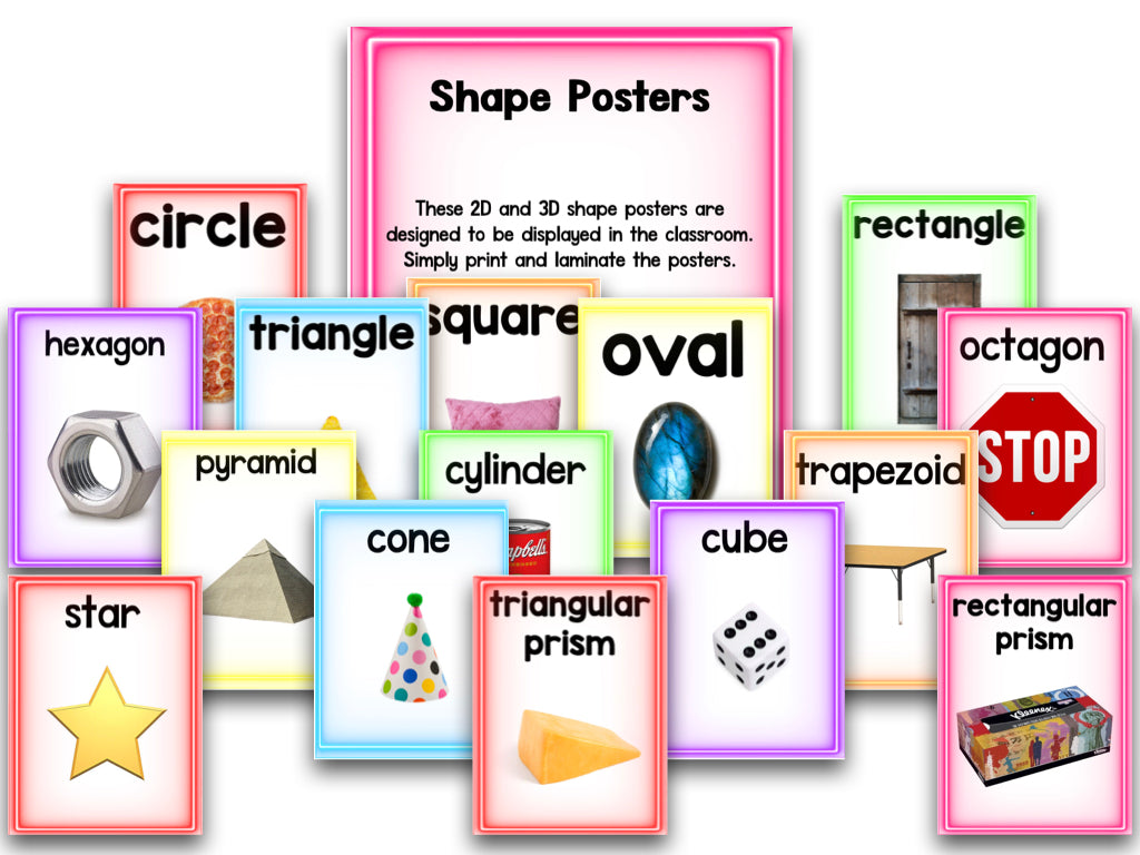 rectangle objects for kids Images High Quality Grahic Neon Classroom Decor Set - Editable – The Kindergarten Smorgasboard ...