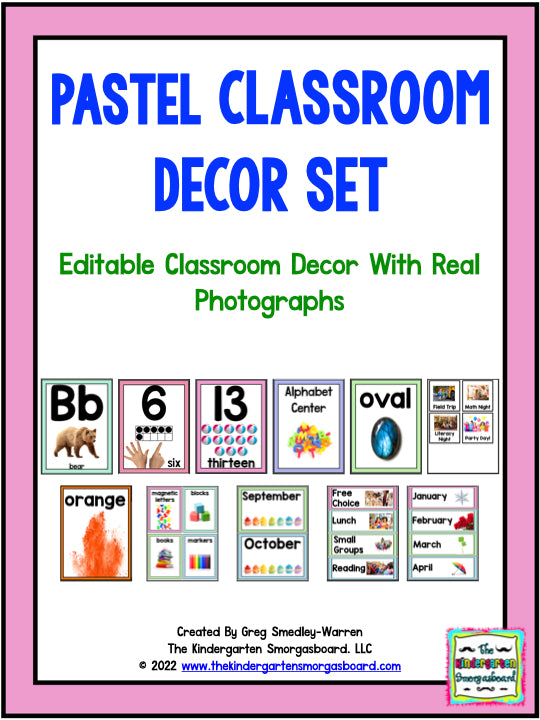 Pastel Classroom Decor Set - Editable
