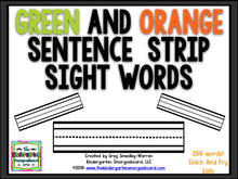 Green and Orange Sentence Strip Sight Words