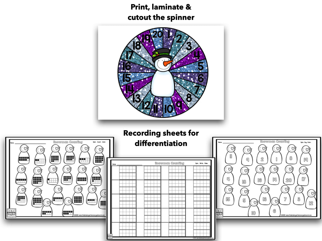 Snowman Numbers & Counting - Puzzles & Spinners