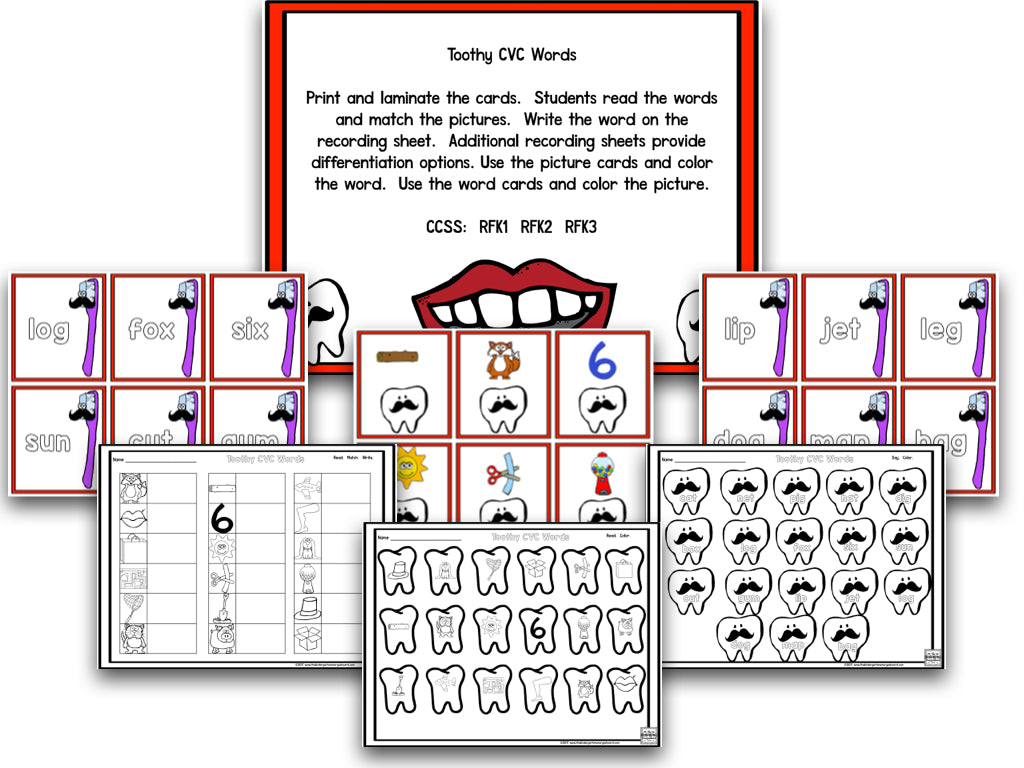 Using Math For Teeth Teeth! Math and Literacy Centers – The Kindergarten Smorgasboard Online ...