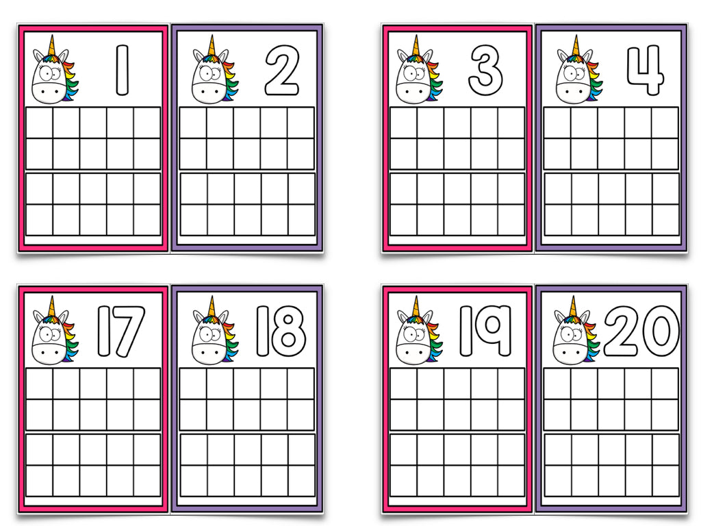 Pineapples, Unicorns, and Cacti, Oh my! Ten Frame Cards