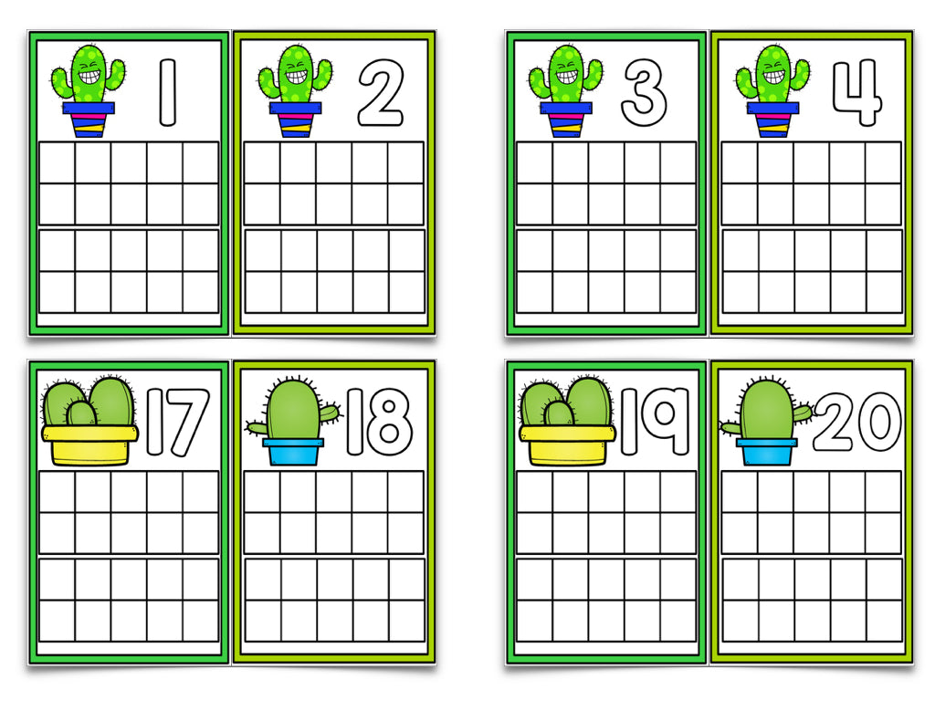 Pineapples, Unicorns, and Cacti, Oh my! Ten Frame Cards