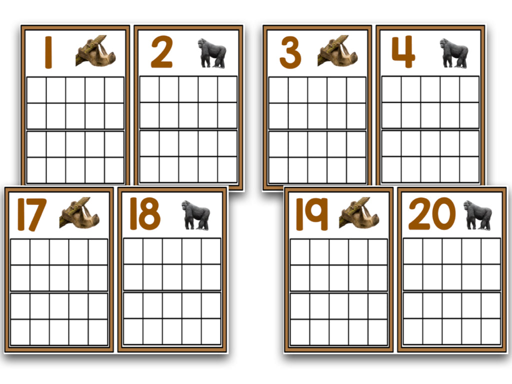 Zoo Animal Ten Frame Cards