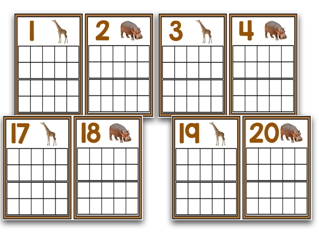 Zoo Animal Ten Frame Cards