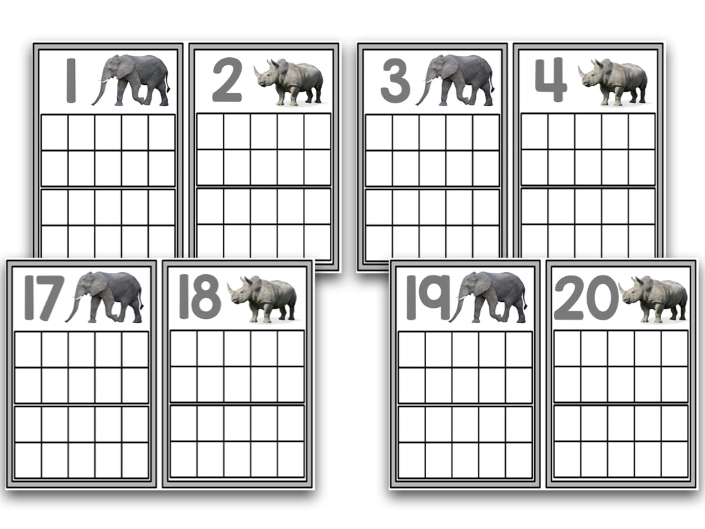 Zoo Animal Ten Frame Cards