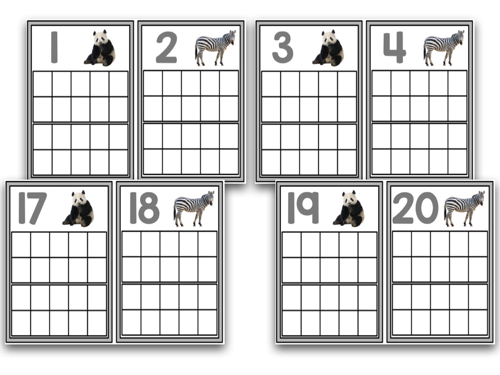 Zoo Animal Ten Frame Cards