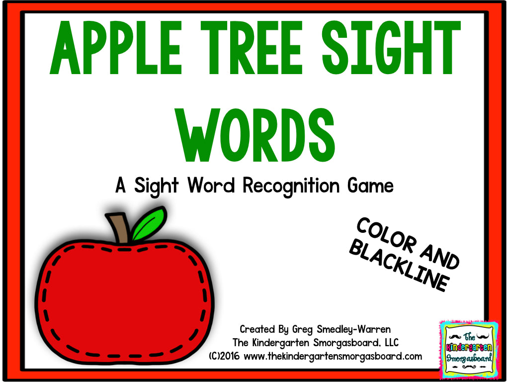 Apple Word Tree Apple Tree Sight Words – The Kindergarten Smorgasboard Online Store