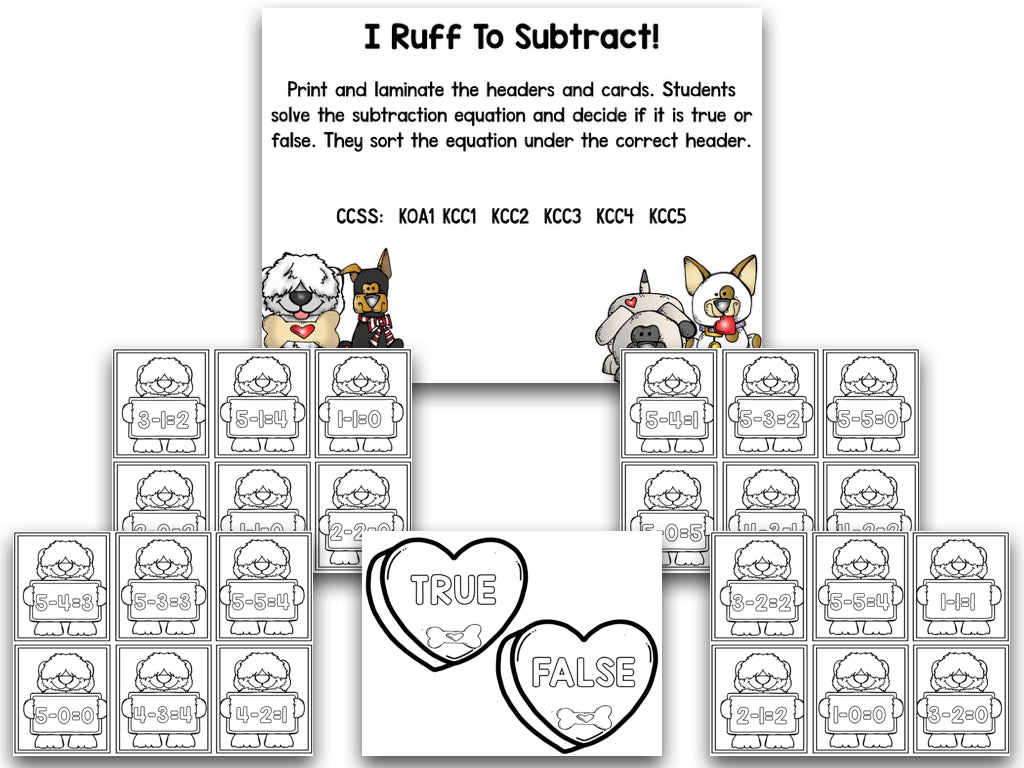 Valentine's Day Blackline Math and Literacy Centers