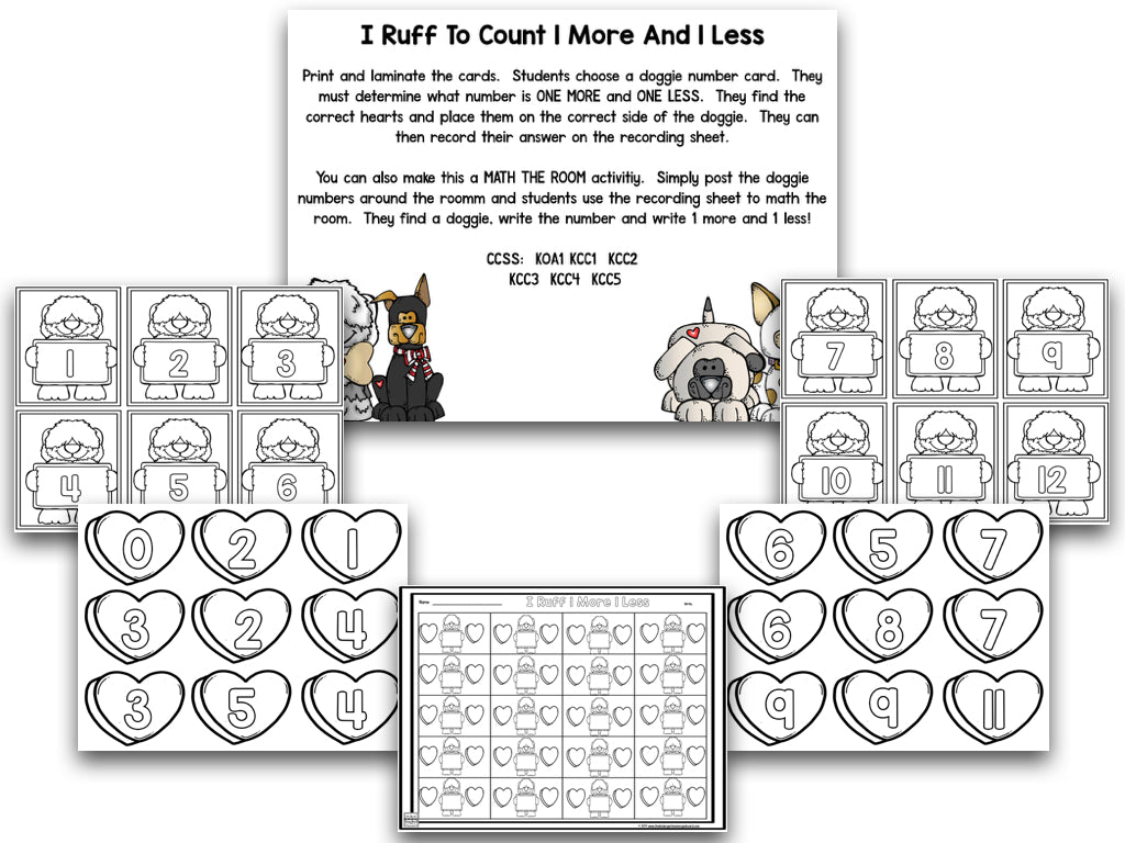 Valentine's Day Blackline Math and Literacy Centers
