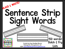 Blackline Sentence Strip Sight Words