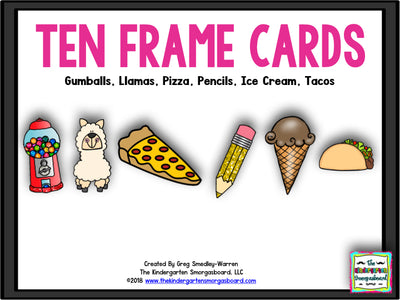 Ten Frame Cards: Pizza, Pencils, Llamas, and More!