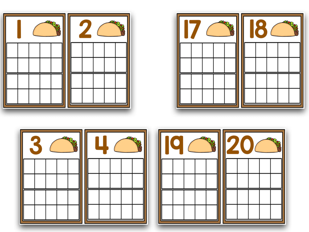 Ten Frame Cards: Pizza, Pencils, Llamas, and More!