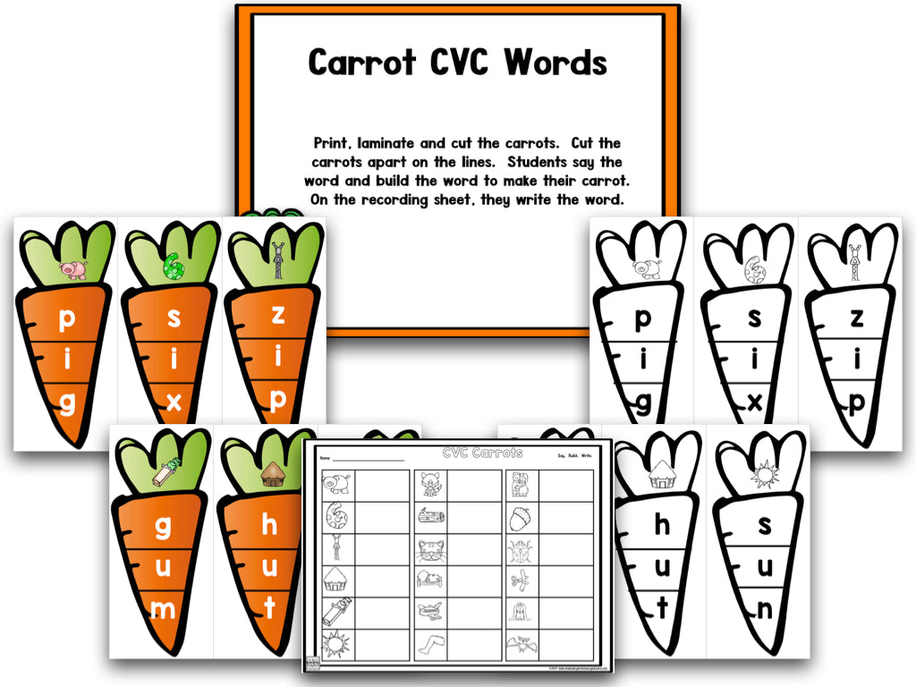 Tops and Bottoms: Carrot Math and Literacy Centers
