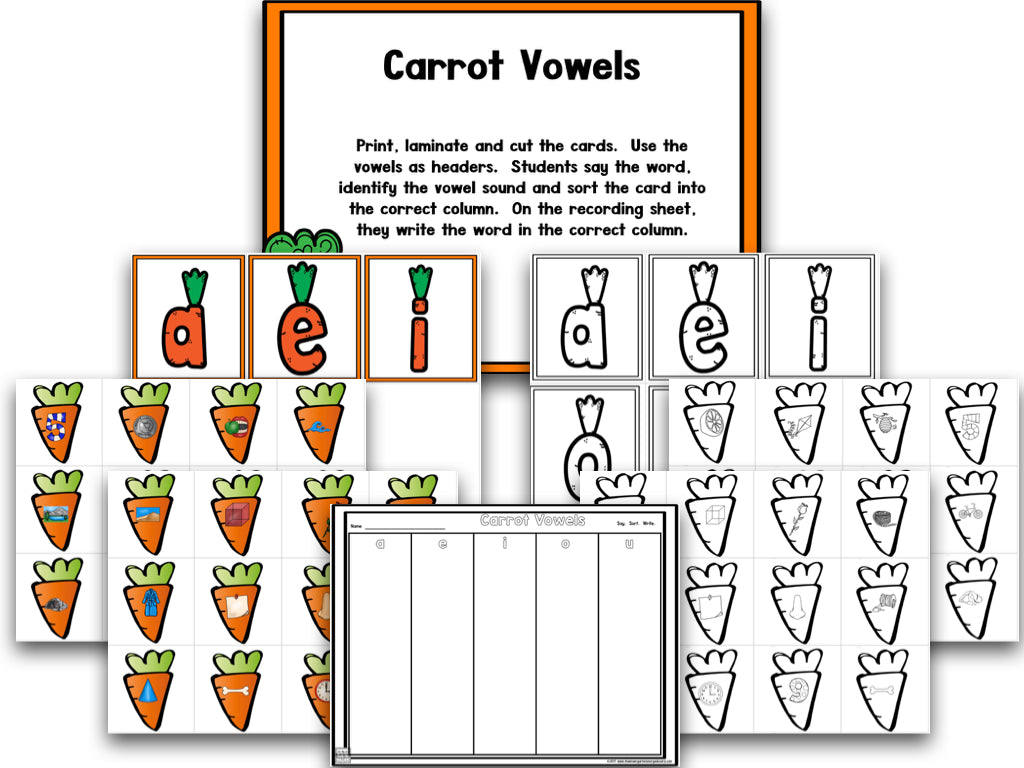 Tops and Bottoms: Carrot Math and Literacy Centers