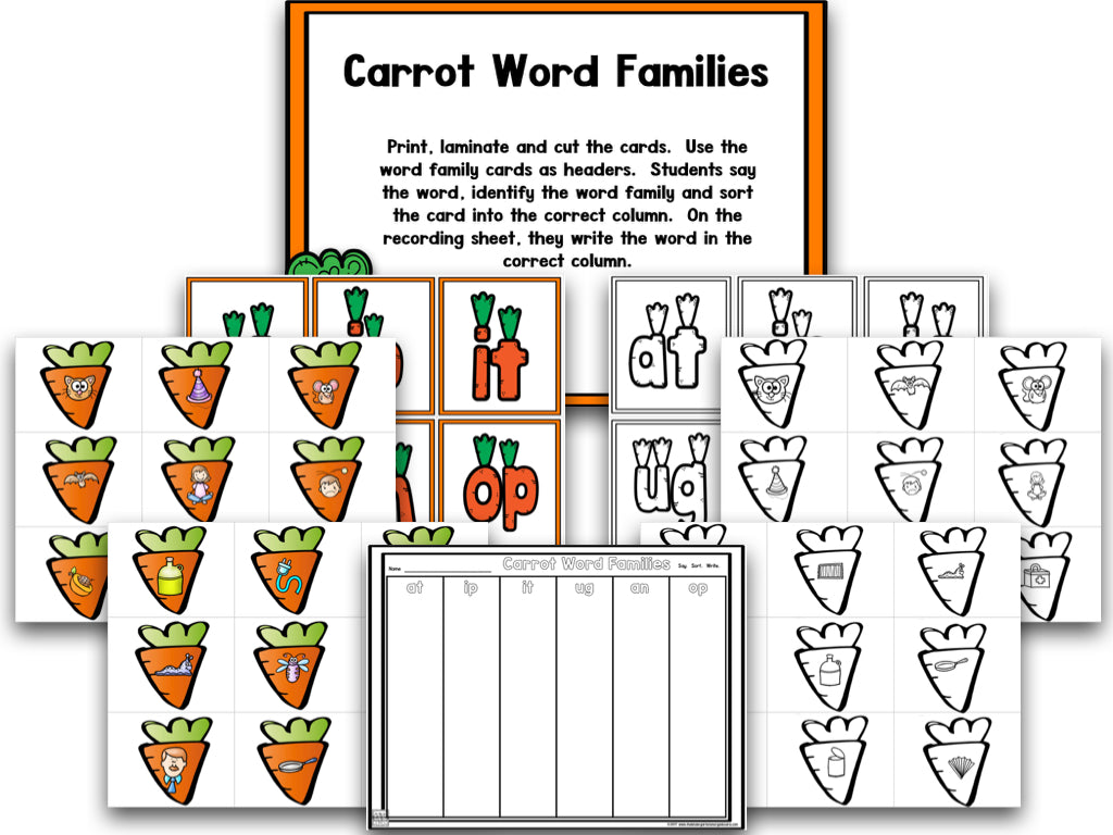 Tops and Bottoms: Carrot Math and Literacy Centers