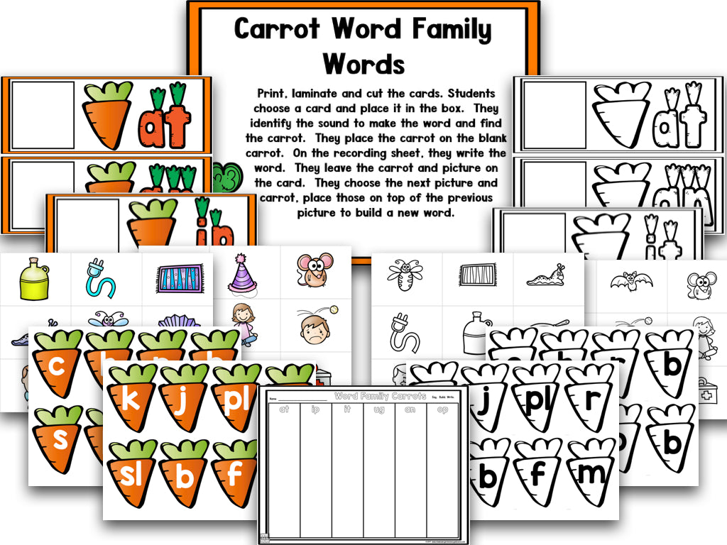 Tops and Bottoms: Carrot Math and Literacy Centers